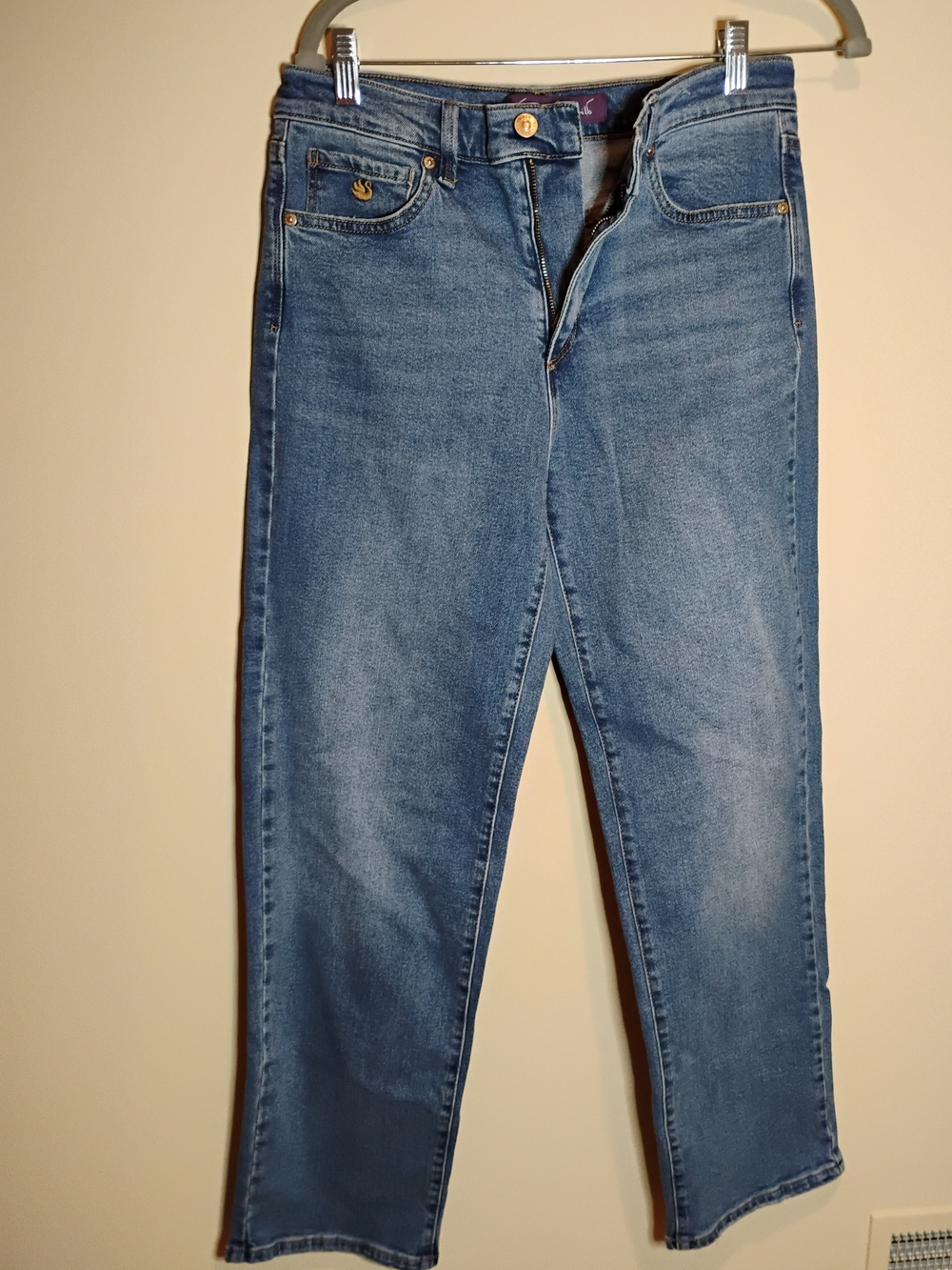 NWOT Gloria Vanderbilt Women's Blue Denim Wide Leg High Rise Jeans Sz 14